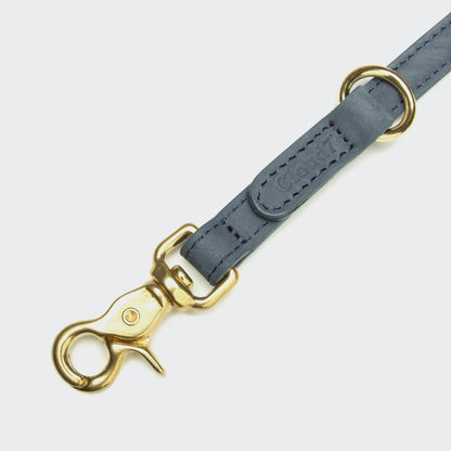 Dove grey dog leash side view, soft fabric