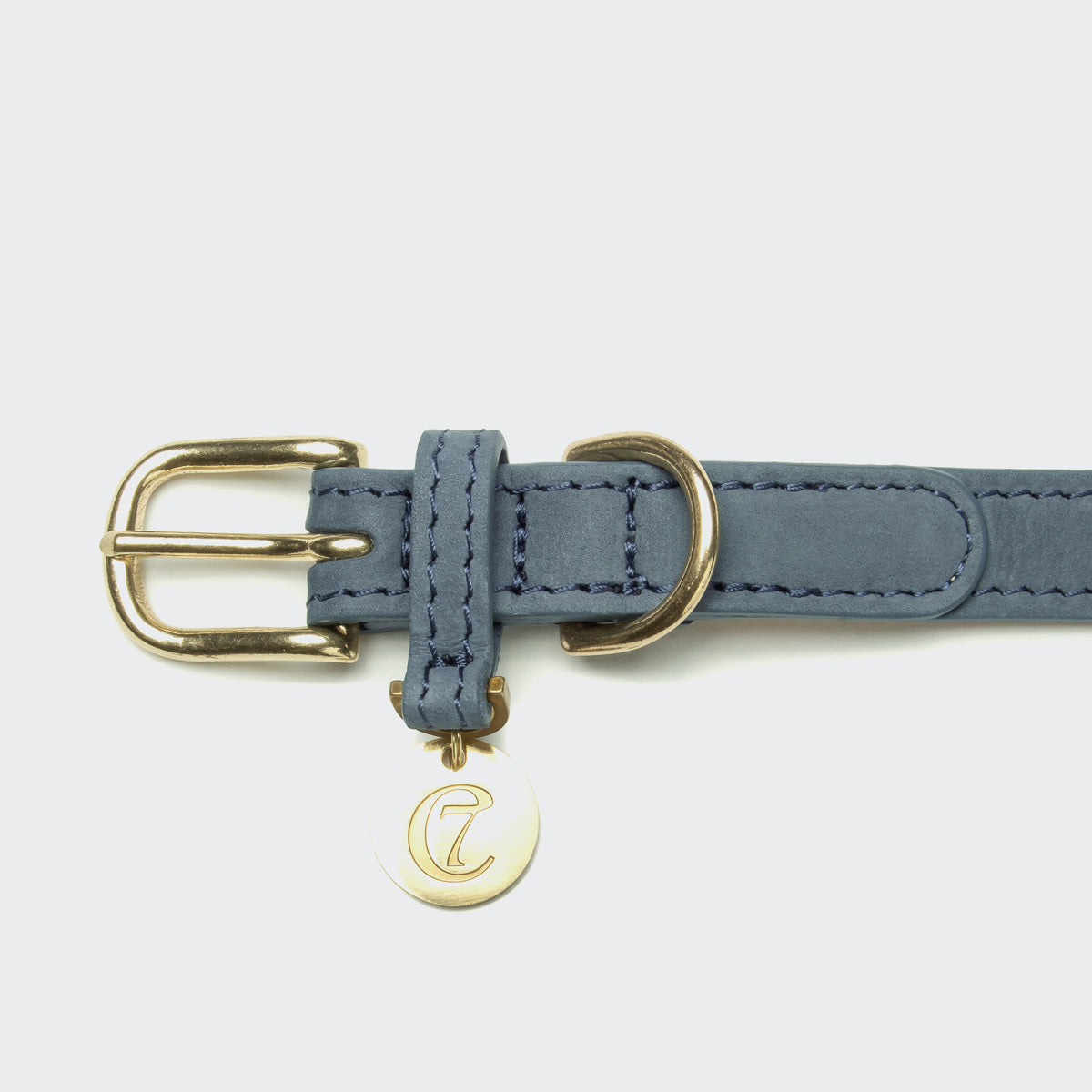 Dove grey dog collar back view, quick-release buckle