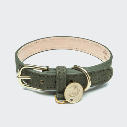 Moss green soft dog collar, adjustable fit, Cloud 7 Tiergarten
