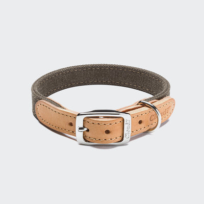 Greige canvas dog collar, adjustable fit, Cloud 7 Tivoli