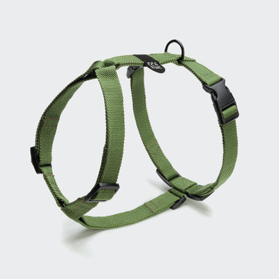 Green nylon dog harness, adjustable straps, Cloud 7 RESC7UE