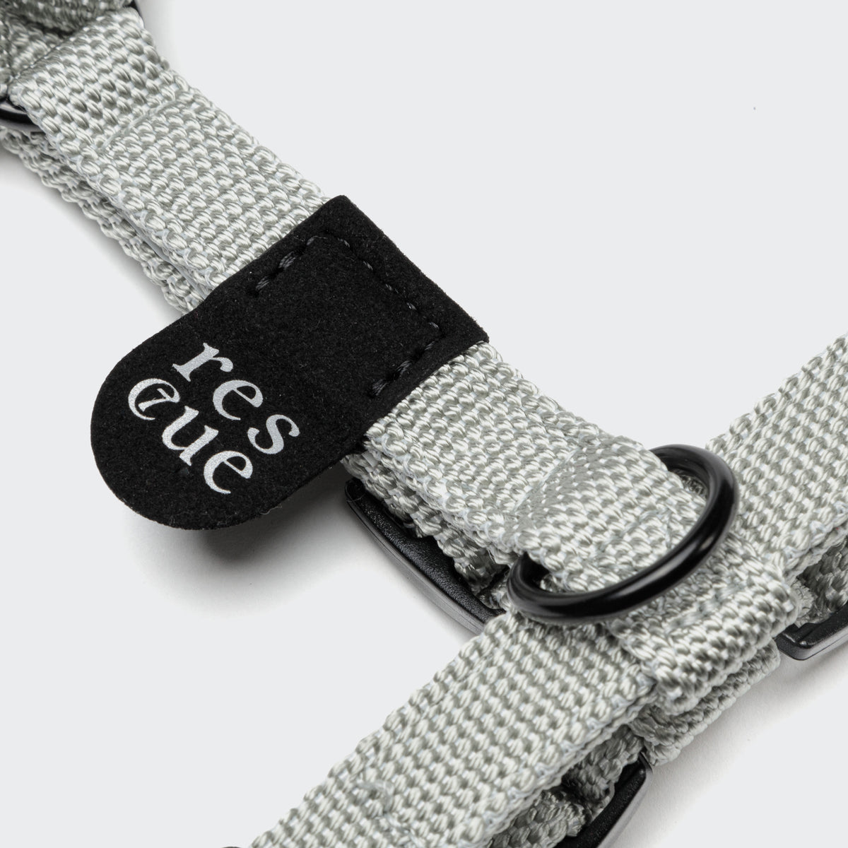 Silver nylon dog harness side view, step-in adjustable