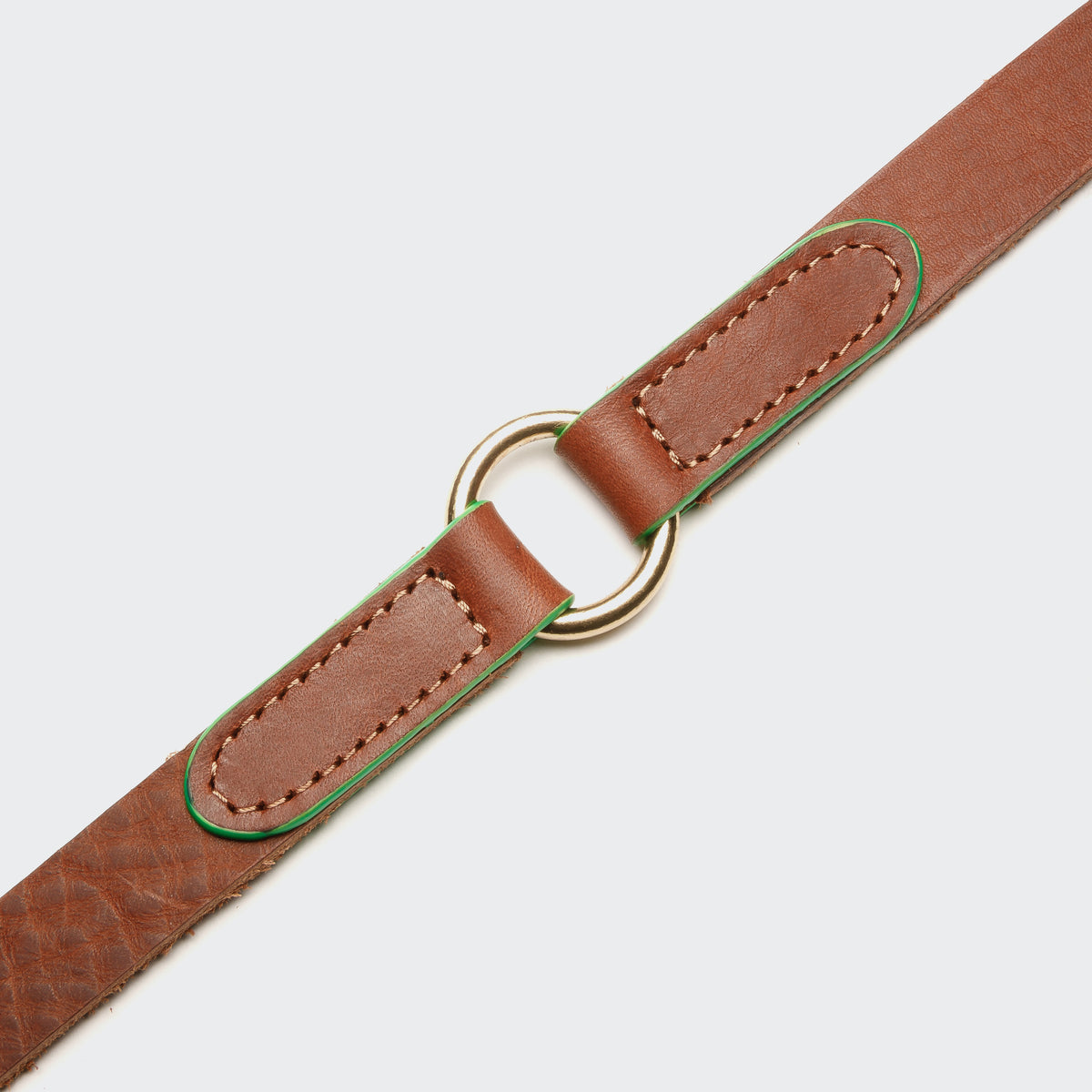 Kings Park Cognac Green dog leash detail, metal snap clip