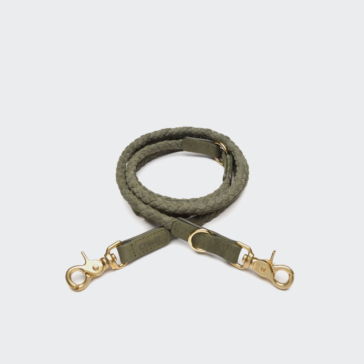 Moss leather dog leash, metal snap clip, Cloud 7 Ravello