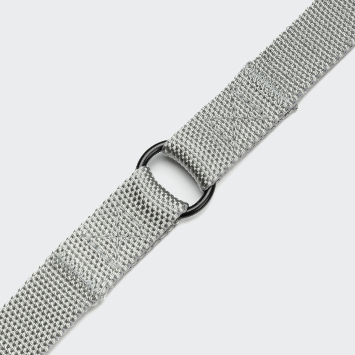 Silver nylon dog leash back view, adjustable length