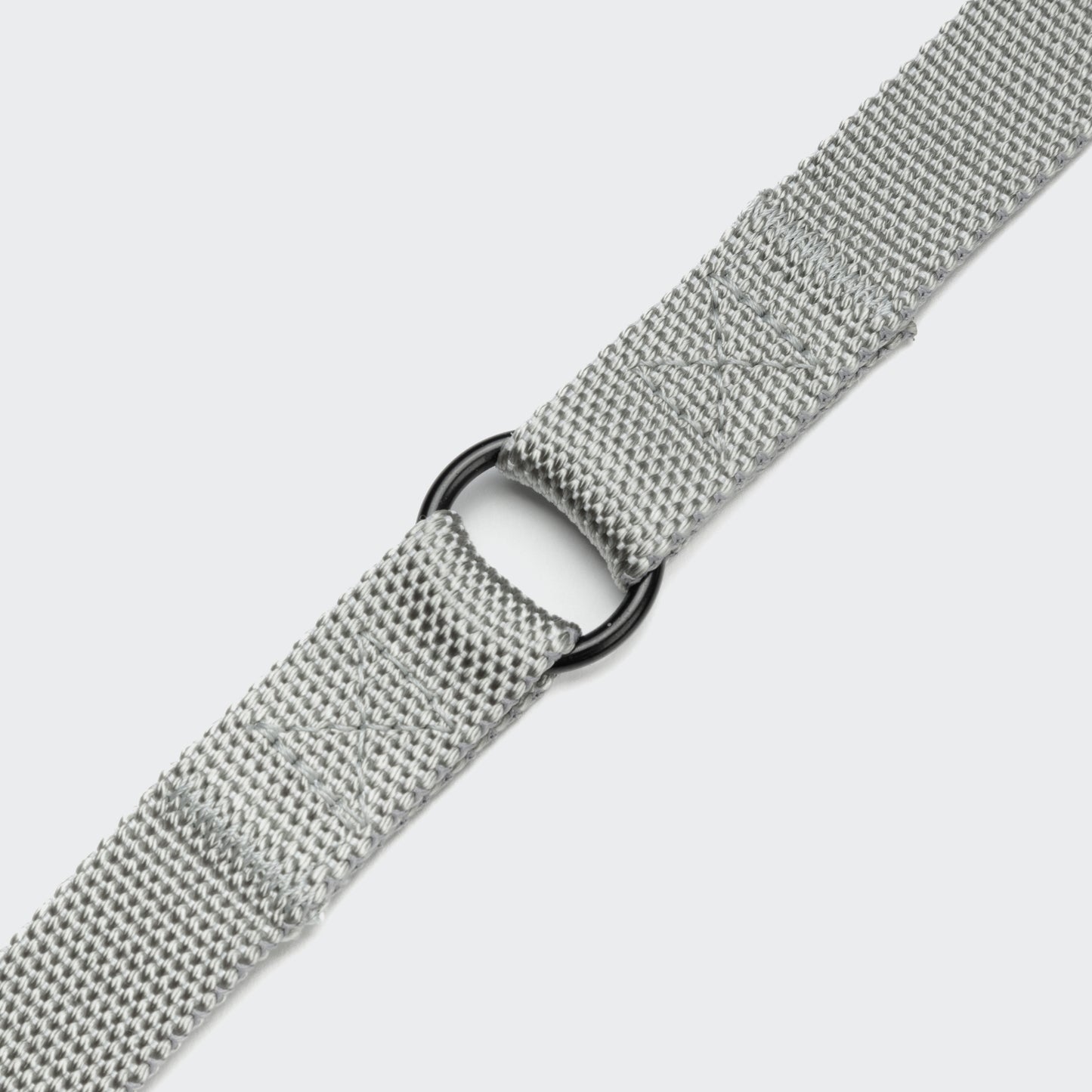 Silver nylon dog leash back view, adjustable length