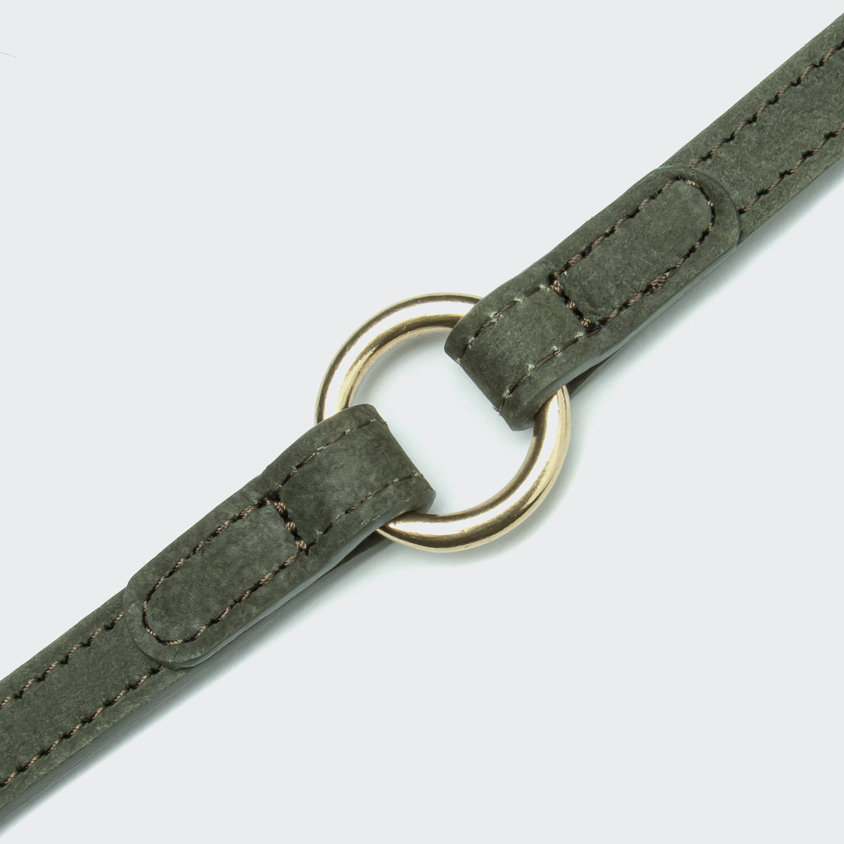 Moss green dog leash side view, soft fabric handle