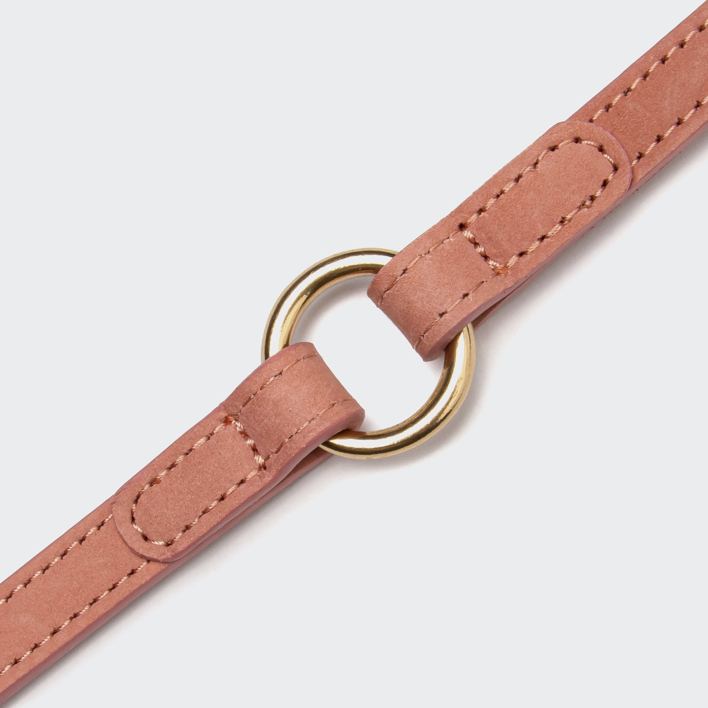 Peach dog leash side view, soft fabric handle