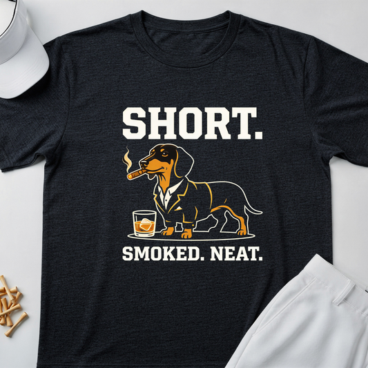 T-Shirt  - SHORT. Smoked. Neat. Dachshund Whiskey