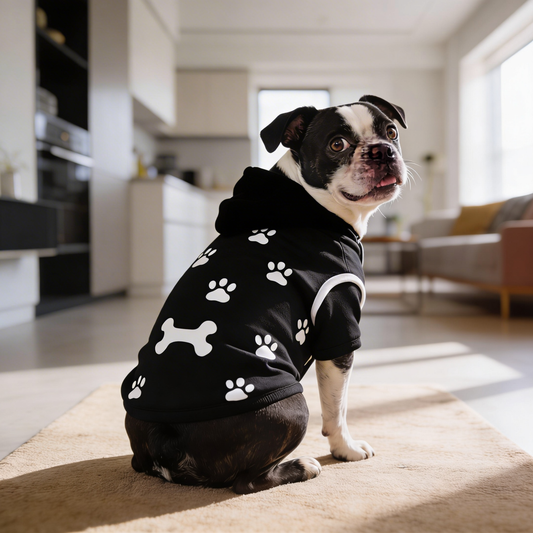 Pet Hoodie Paw Print Crossbones