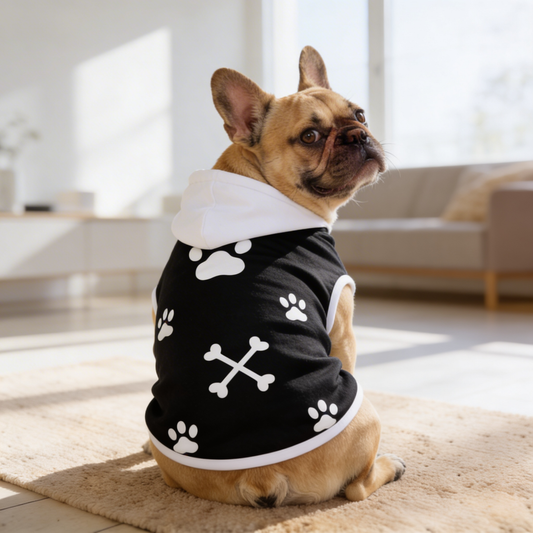 Pet Hoodie Paw Print Crossbones