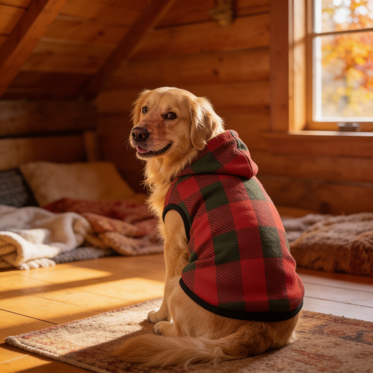Pet Hoodie - Plaid  Cozy Red & Green