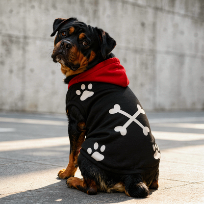Pet Hoodie Paw Print Crossbones