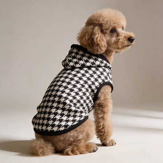Pet Hoodie — Black & Cream Cozy Dog Sweater