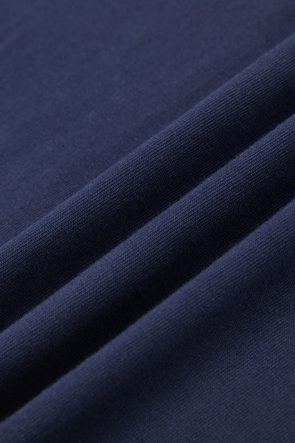 Navy 260 gsm heavyweight cotton fabric, close-up