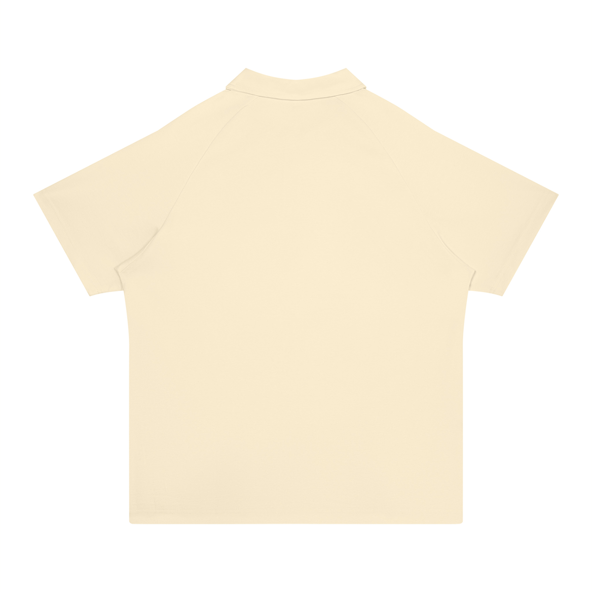 Putting dachshund golf polo, back flatlay. Color: Apricot
