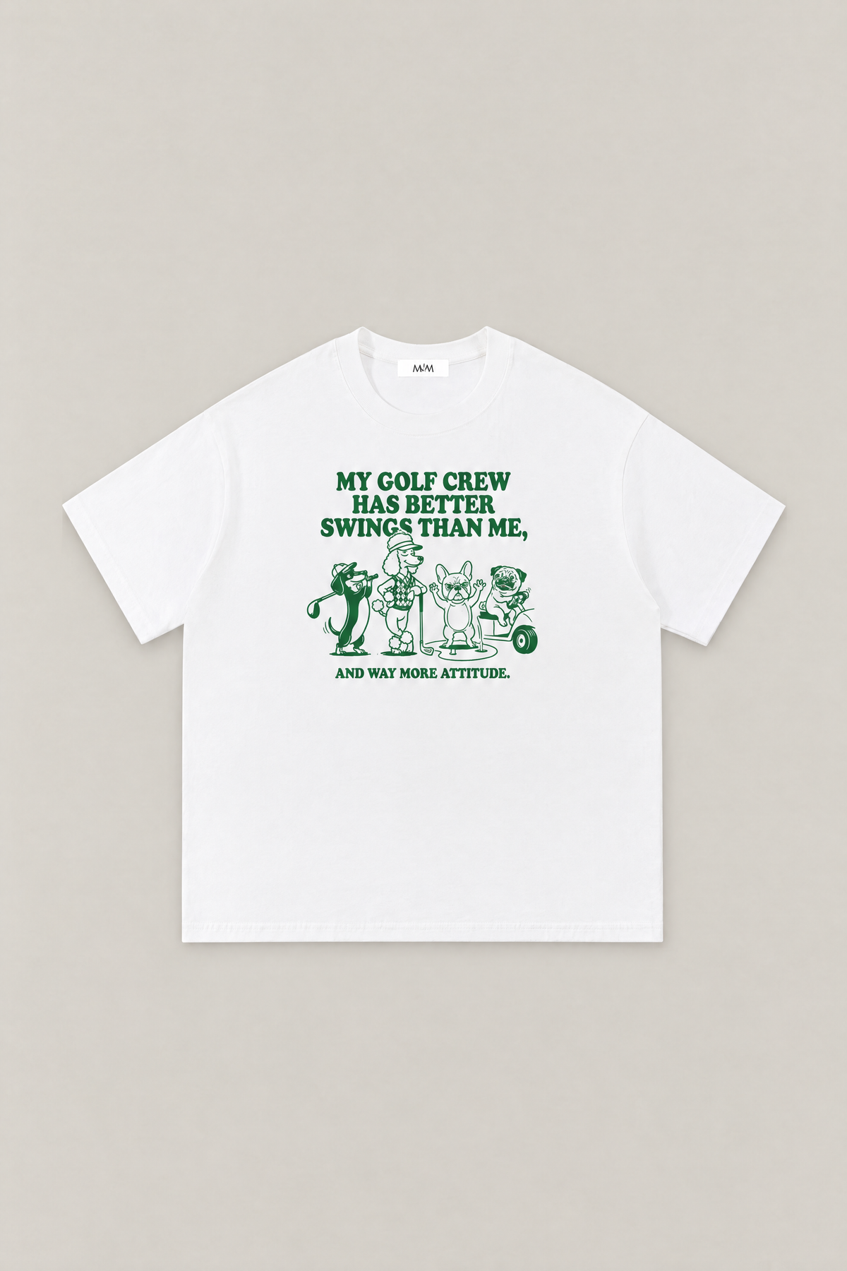 Better Swings Dog Golf Tee in white, flat lay front view. Color: White