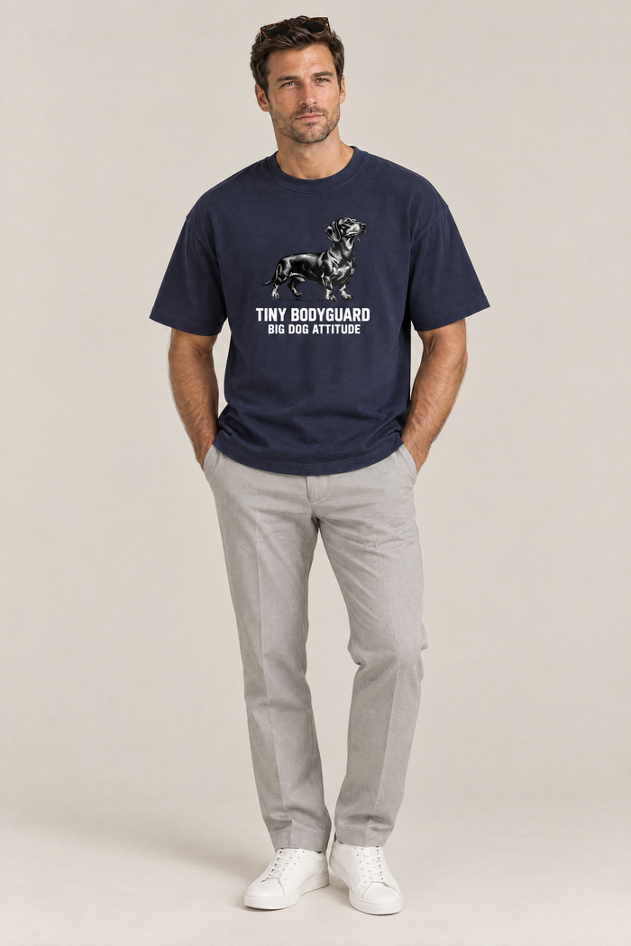 Big Dog Attitude Dachshund Tee, Navy