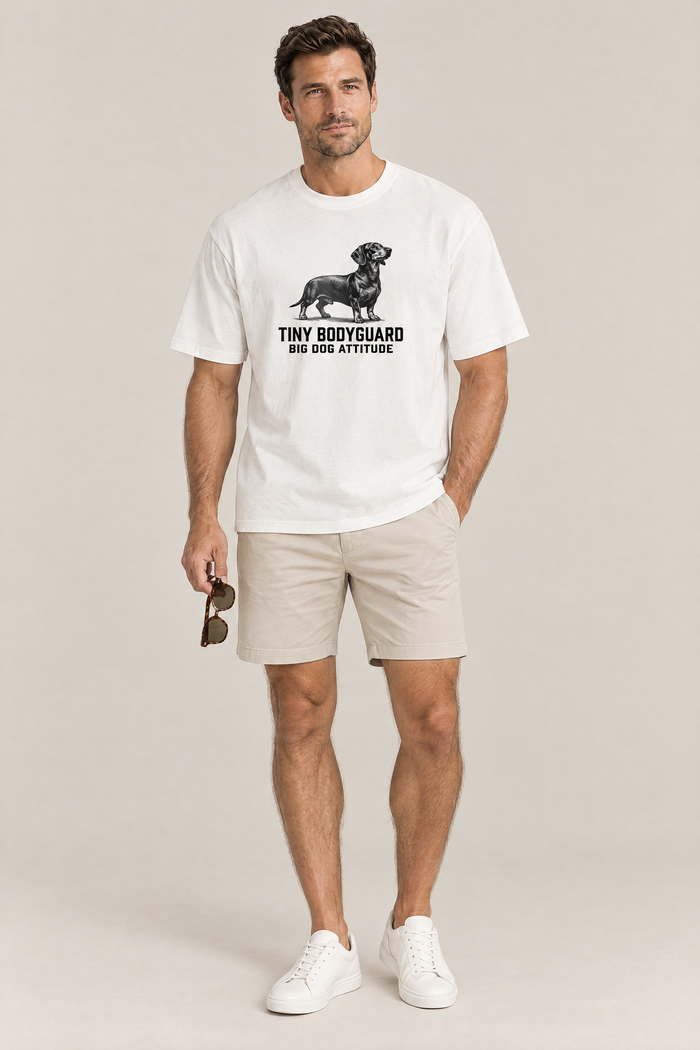Big Dog Attitude Dachshund Tee, White