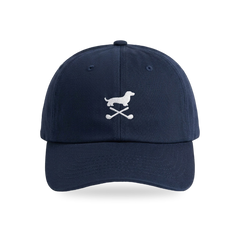 Club Mark Dachshund Golf Cap in Navy White, front view, SitHappens