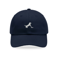 Putting Dachshund Golf Cap in Navy White, front view, SitHappens