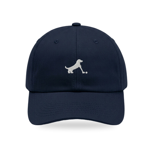 Putting Dachshund Golf Cap in Navy White, front view, SitHappens