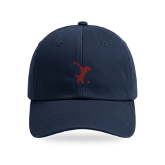 Swing Dachshund Golf Cap in Navy Burgundy, front view, SitHappens