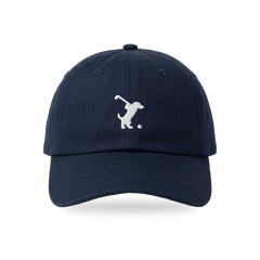 Swing Dachshund Golf Cap in Navy White, front view, SitHappens