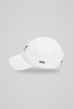 Club Mark Dachshund Golf Cap in White Navy, side view with MVM monogram, SitHappens