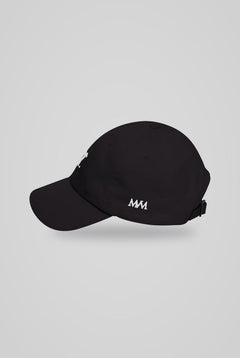 Swing Dachshund Golf Cap in Black White, side view with MVM monogram, SitHappens