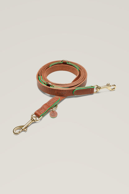 Cloud 7 Kings Park Cognac Green dog leash, packshot