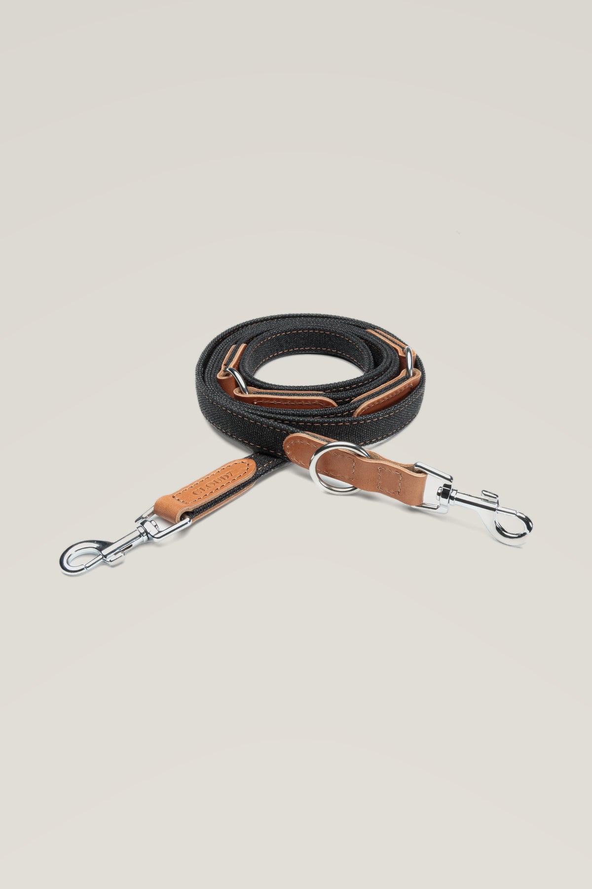 Cloud 7 Tivoli Black-Cognac canvas dog leash, packshot