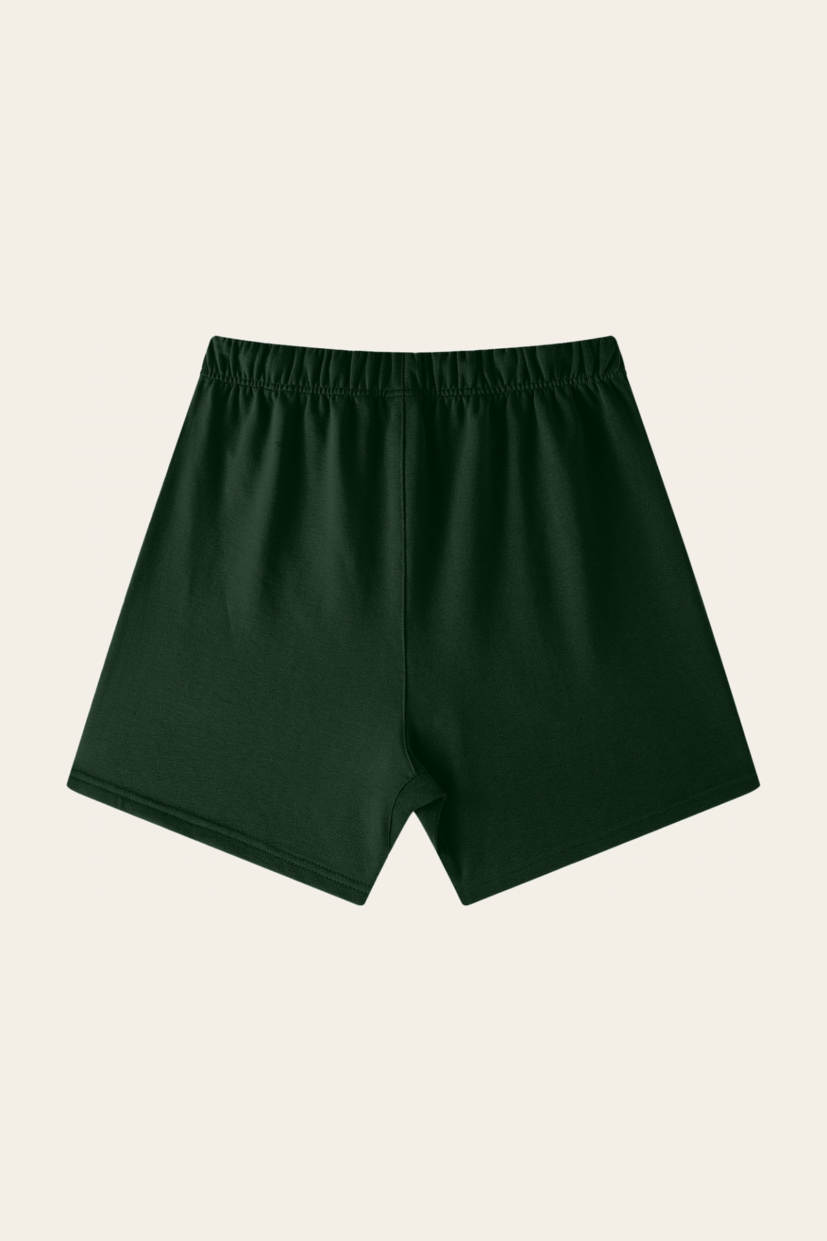 Flat lay of blackish green Club Crest shorts, back view. Color: Blackish Green