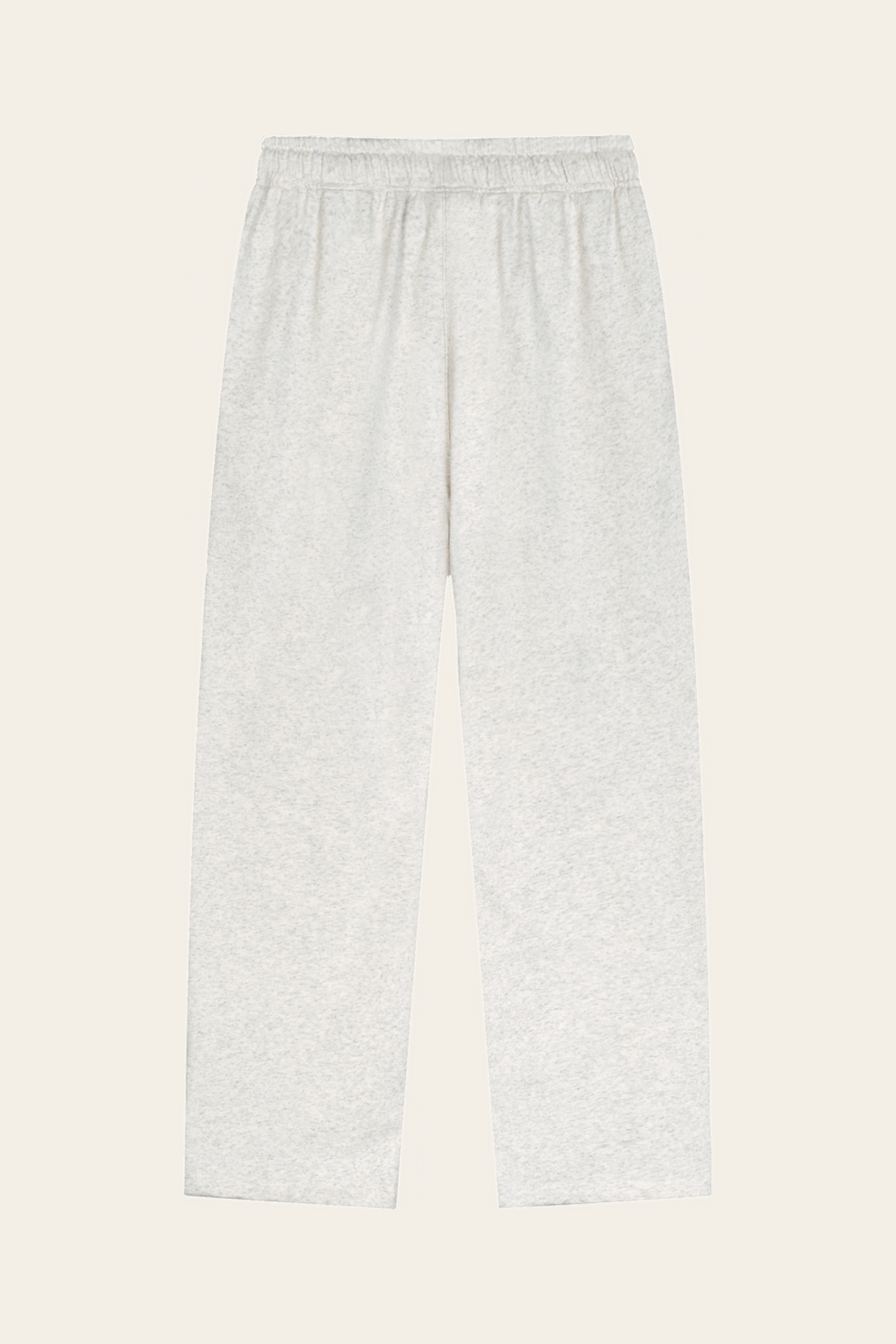 Flat lay of oat gray Club Crest sweatpants, back view. Color: Oat Gray