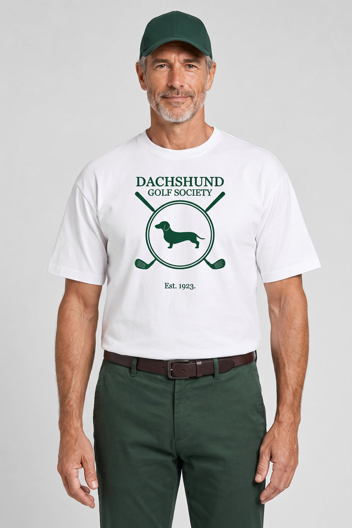 Dachshund Golf Society Tee, White