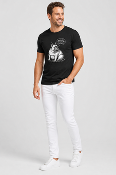 Woman wearing white Who Are You Calling Potato french bulldog t-shirt