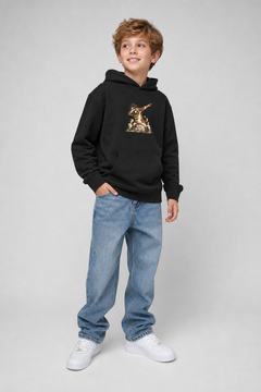 Child wearing dabbing dog kids hoodie, cool graphic