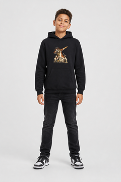 Kids pullover hoodie with dabbing dog print, funny dog design