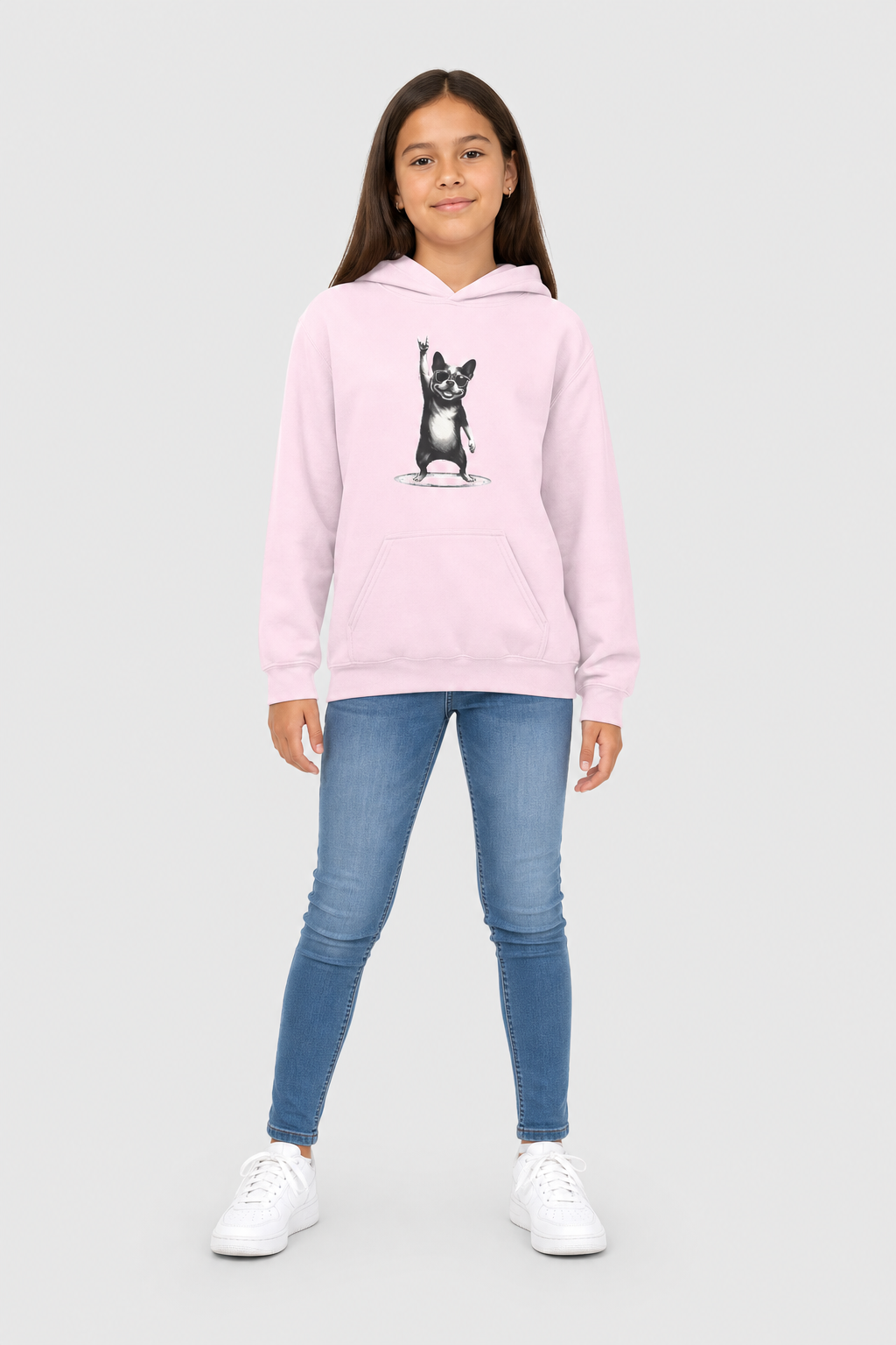 Bulldog graphic print detail on kids pullover hoodie