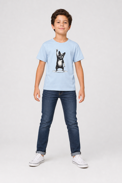French bulldog graphic kids t-shirt, rock hand print