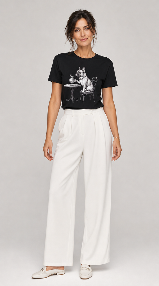 Französische Bulldogge T-Shirt Café
