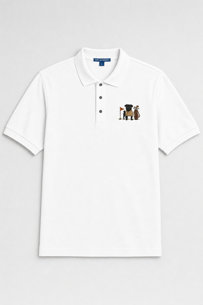 Black Pug Golfer - Embroidered Polo Shirt