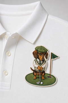Dackel Golfer Grün – Besticktes Polo-Shirt
