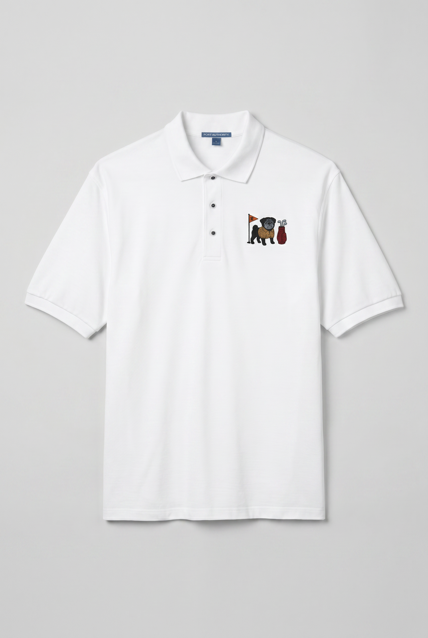Black Pug Golfer - Embroidered Polo Shirt