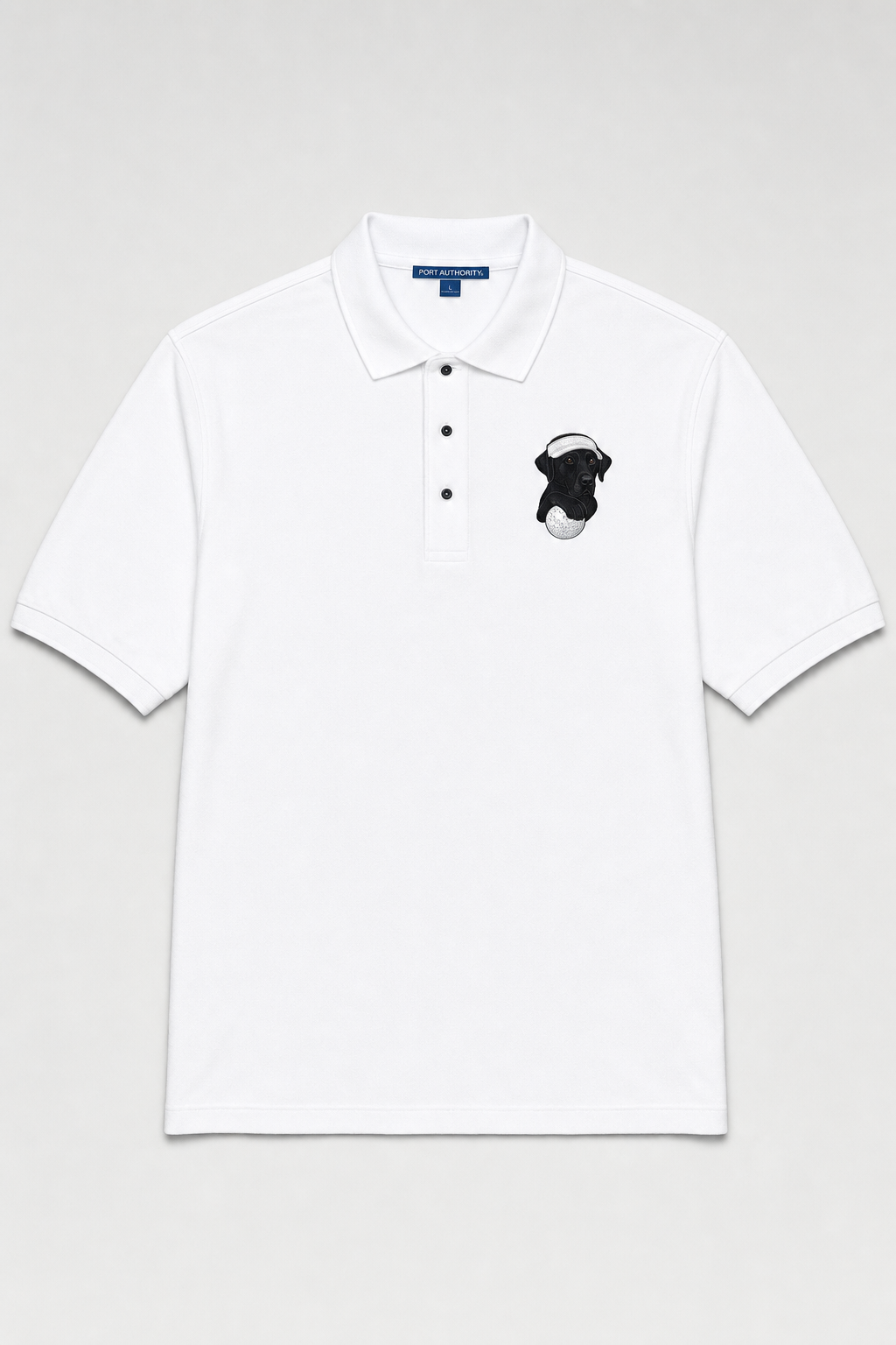 Schwarzer Labrador Golfball – Besticktes Polo-Shirt