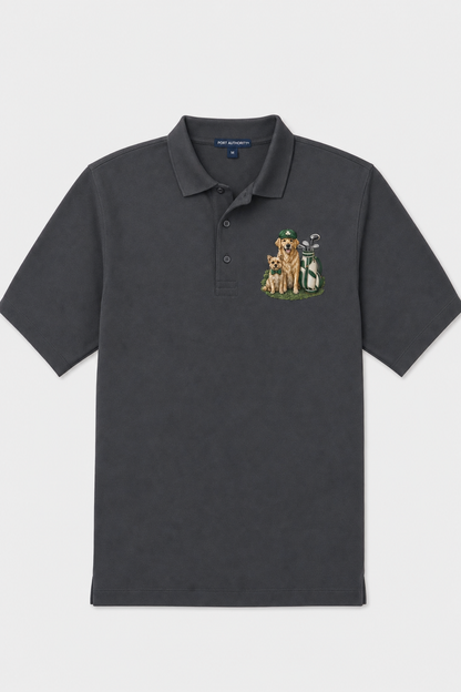 Golden Retriever Golfer - Embroidered Polo Shirt