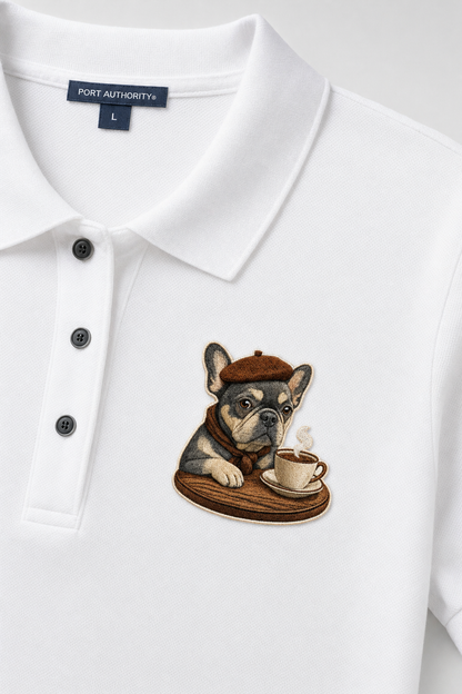French Bulldog Cafe Beret - Embroidered Polo Shirt