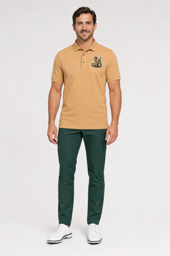 Golden Retriever Golfer – Besticktes Polo-Shirt
