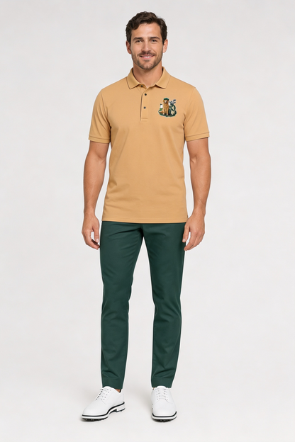 Golden Retriever Golfer - Embroidered Polo Shirt