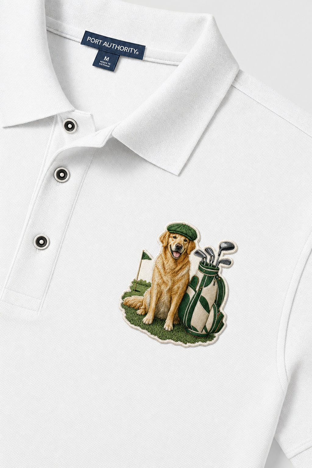 Golden Retriever Golfer - Embroidered Polo Shirt